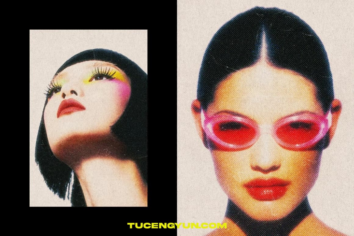 复古千禧Y2K风格朦胧梦幻半色调颗粒印刷打印噪点褶皱纸张纹理叠加PSD特效样机 Glow Dots Card Photo Effect（14987）图层云