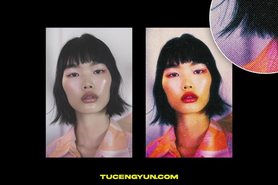 复古千禧Y2K风格朦胧梦幻半色调颗粒印刷打印噪点褶皱纸张纹理叠加PSD特效样机 Glow Dots Card Photo Effect（14987）图层云