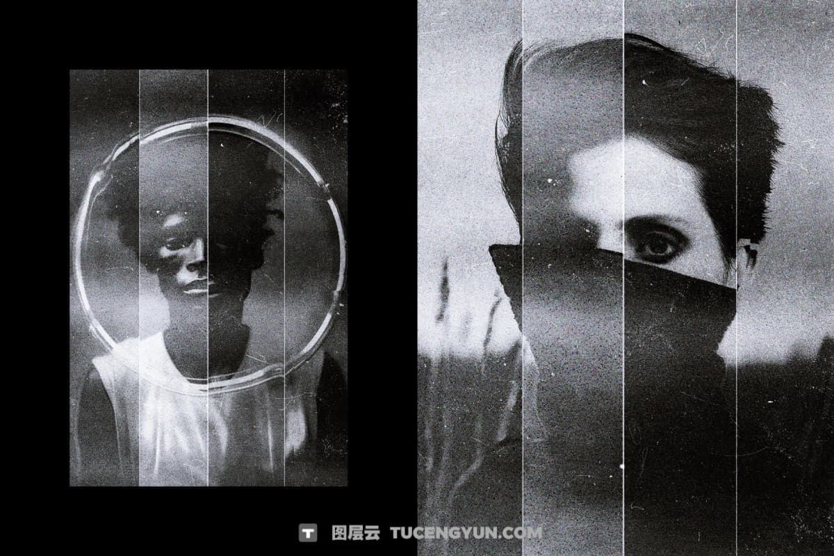 复古低保真档案感单色模糊颗粒灰尘划痕照片封面海报设计PSD特效样机 Bad Print Copier Effect（14988）图层云