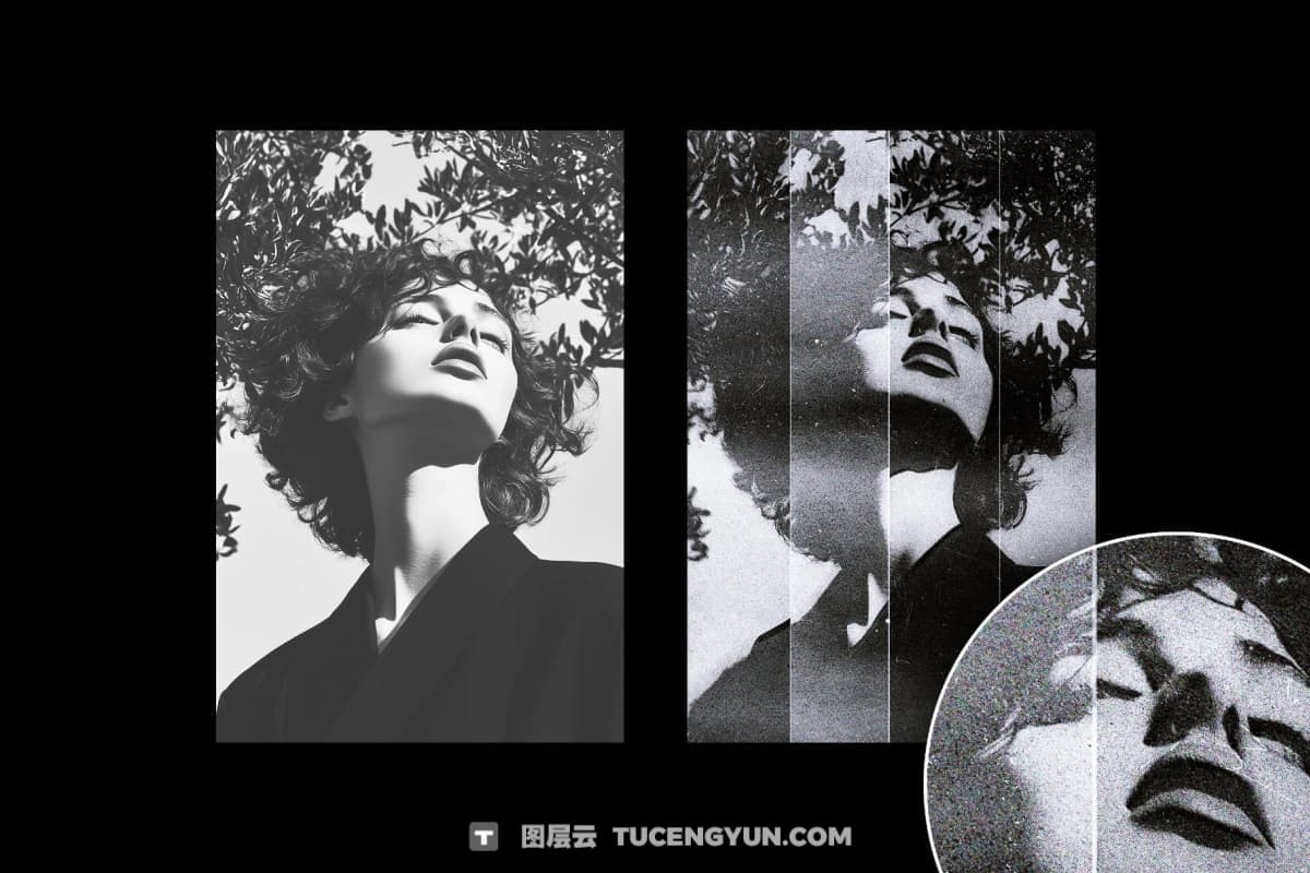 复古低保真档案感单色模糊颗粒灰尘划痕照片封面海报设计PSD特效样机 Bad Print Copier Effect（14988）图层云