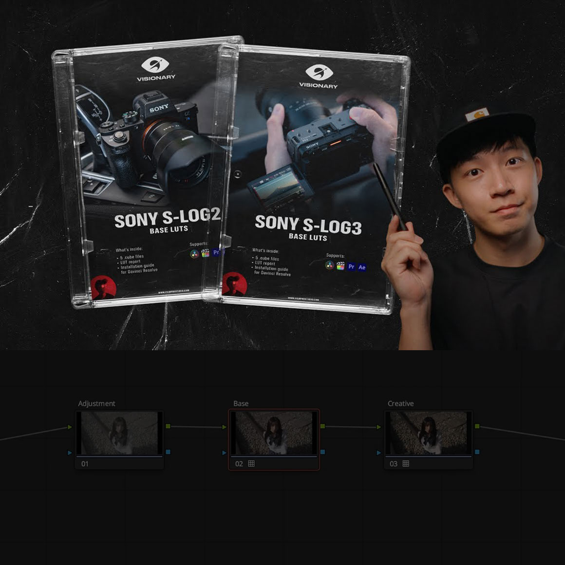 热门专业电影级索尼S-Log3 & S-Log2色彩还原REC.709视频调色LUT预设+视频教程 Visionary Colour – Sony S-Log3 & S-Log2 Base LUT（14992）