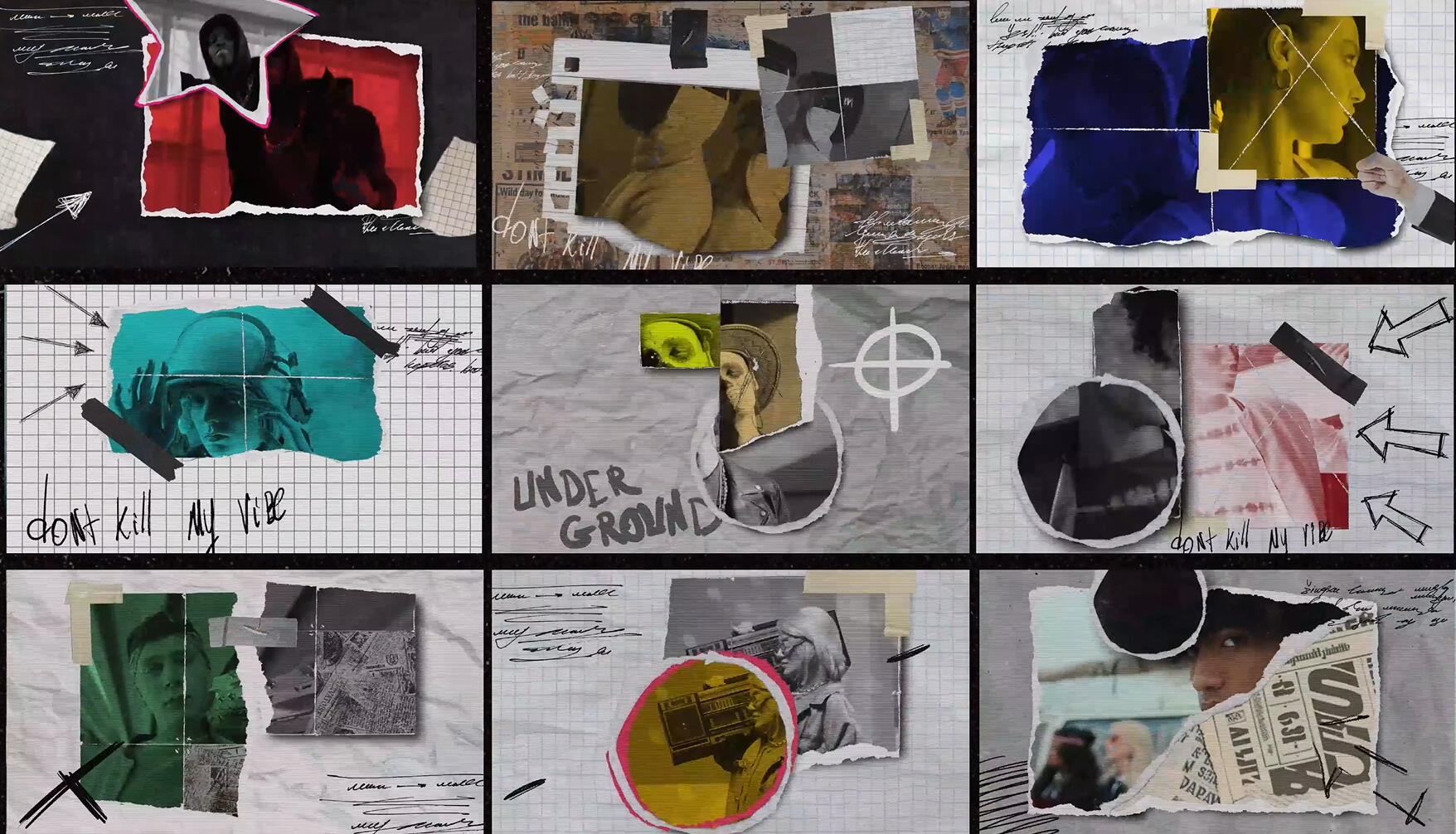 AE模板：拼贴艺术风格混合媒体镜头画面人物定格撕纸冻结帧效果模板（14994）