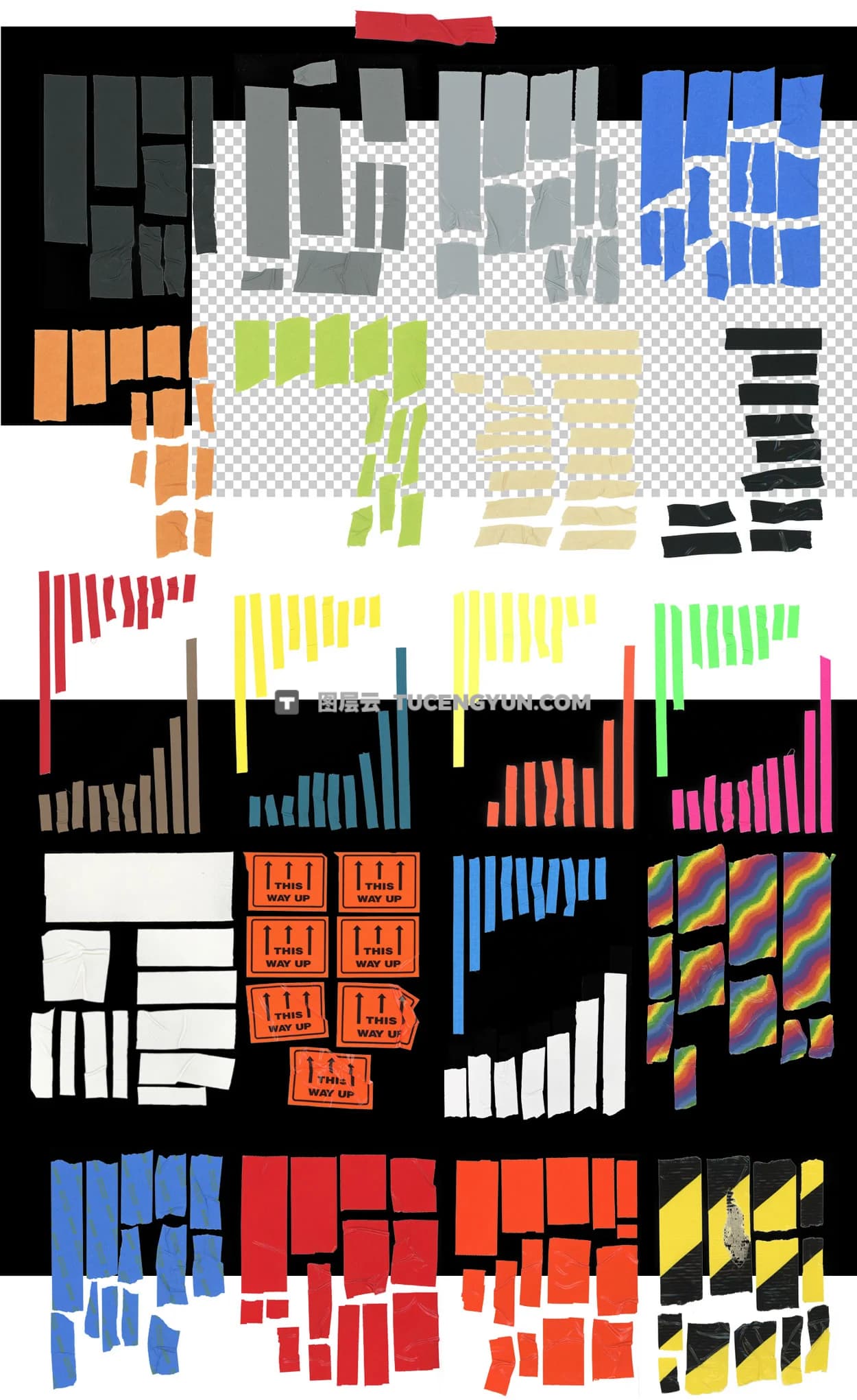 300多个复古美学拼贴艺术手账剪贴簿彩色胶带纹理免扣8K图片PNG设计元素+MOV视频+音效素材包 Sickboat – TAPE BALL ALL-IN-ONE TAPE TEXTURE PNG PACK (10K) – PNG（14998）图层云