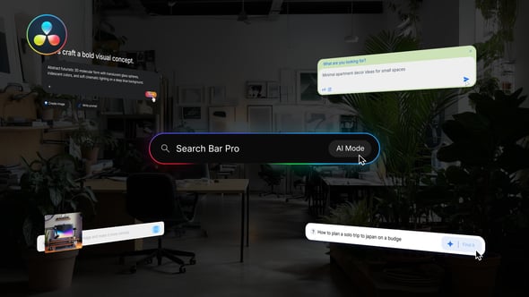 达芬奇模板：极简未来主义AI风格搜索引擎文字图片输入UI动画模板（14999）