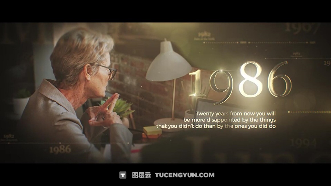 AE模板：大气史诗级金色历史财经战争纪录片时间线开场片头（15002）图层云