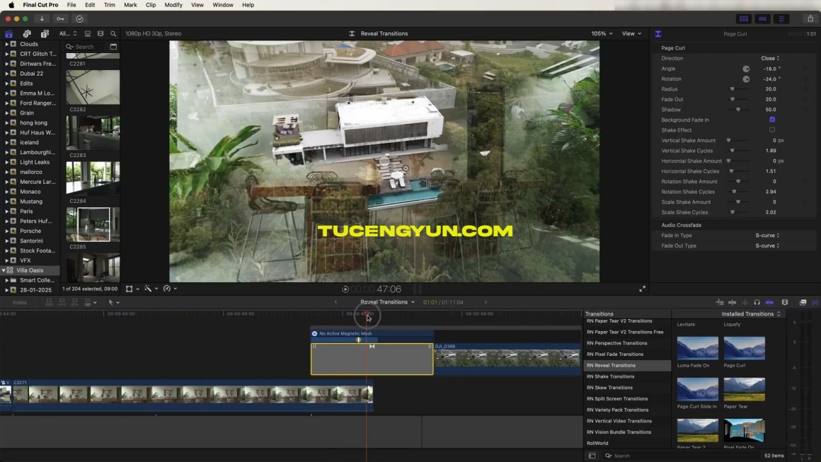 FCPX插件：30种热门对象主体拆分遮罩转场过渡效果FCPX插件 支持横竖屏 Ryan Nangle – Reveal Transition Pack（15011）图层云