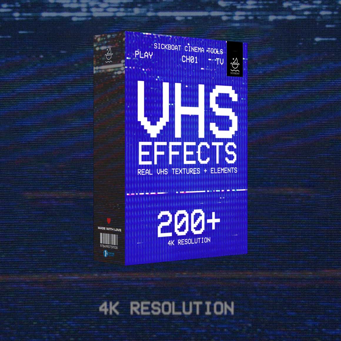 200多个真实VHS视觉美学录像带故障纹理、噪点、毛刺、播放、停止、弹出、关闭视频素材+音效素材 Sickboat – VHS EFFECTS – REAL VHS TEXTURE OVERLAYS (4K)（15017）