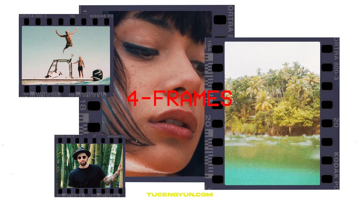 38个复古美学宝丽来电影胶片帧图片拼贴定格转场AE/PR模板+转场音效素材 Sickboat – Photo Film Transitions（15019）图层云