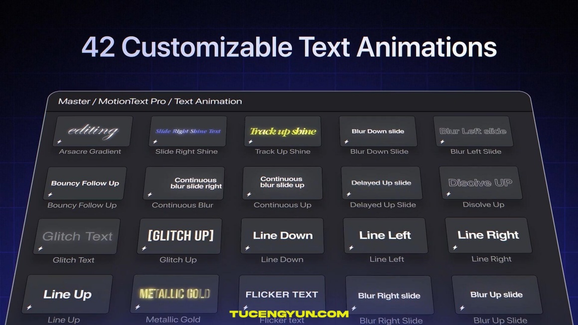 达芬奇模板：热门病毒式短片剪辑风格文字标题字幕动画效果模板+中文字幕视频教程 Ryanherrick – MotionText Pro V1 – Text FX Pack v2026 for Davinci（15025）图层云