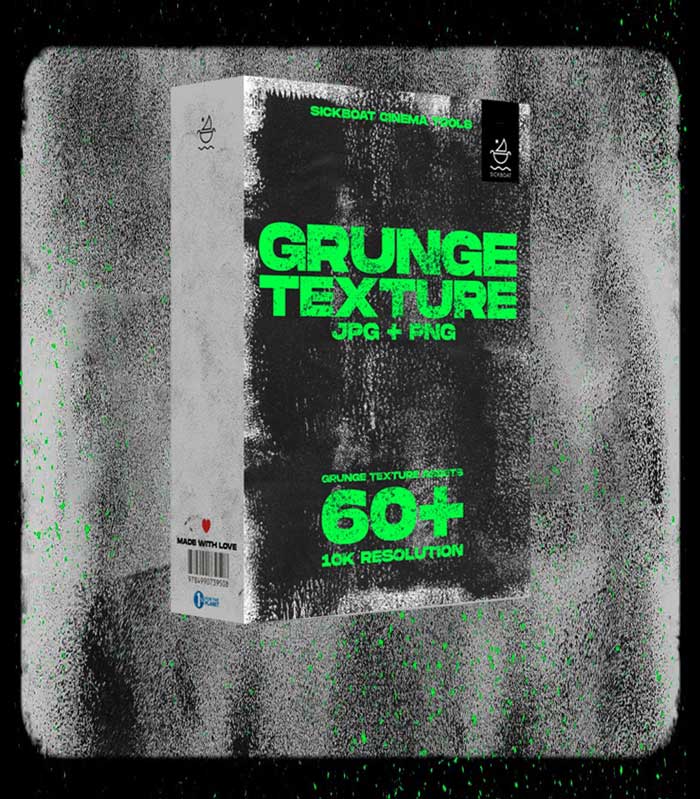 60多种复古粗糙仿旧垃圾摇滚印刷油墨点喷喷漆纹理图案JPG+PNG背景叠加图片设计素材 Sickboat – Grunge Texture (10K)（15036）