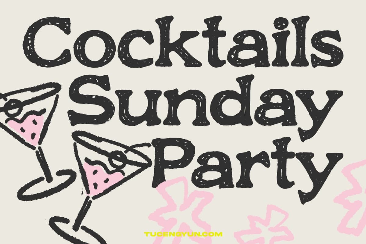 英文字体：大胆趣味粗糙质感复古印花技法手绘logo标题排版衬线封面海报设计字体 Roghen a Rough Serif Font（15042）图层云