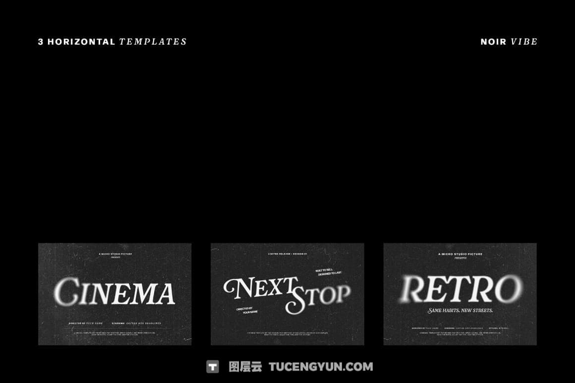 老电影边缘模糊褪色磨损画面暗角电影海报专辑封面PSD特效样机 Old Cinema Text Effects（15044）图层云